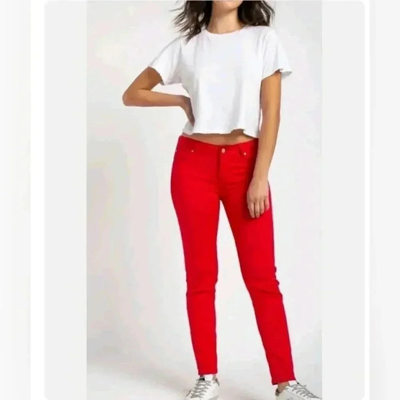 CELEBRITY PINK Tango RED STRETCH LOW Rise SKINNY JEANS Women's 28x30 Size 3 - Picture 1 of 10